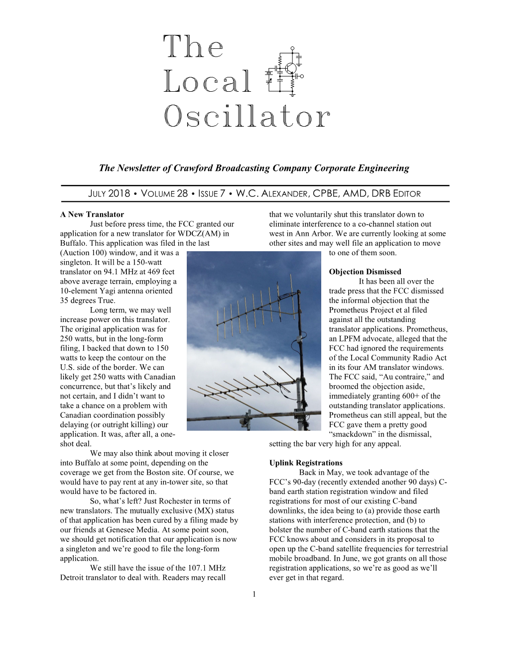 July 2018 Local Oscillator