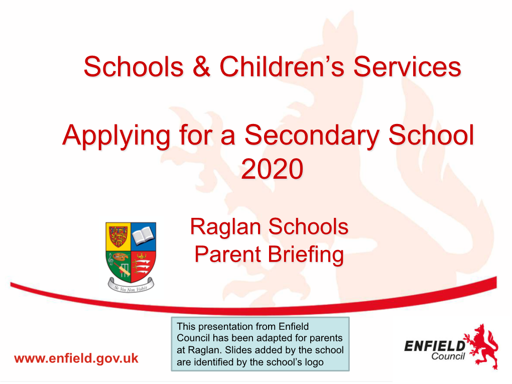 Schools & Children's Services Applying for a Secondary School