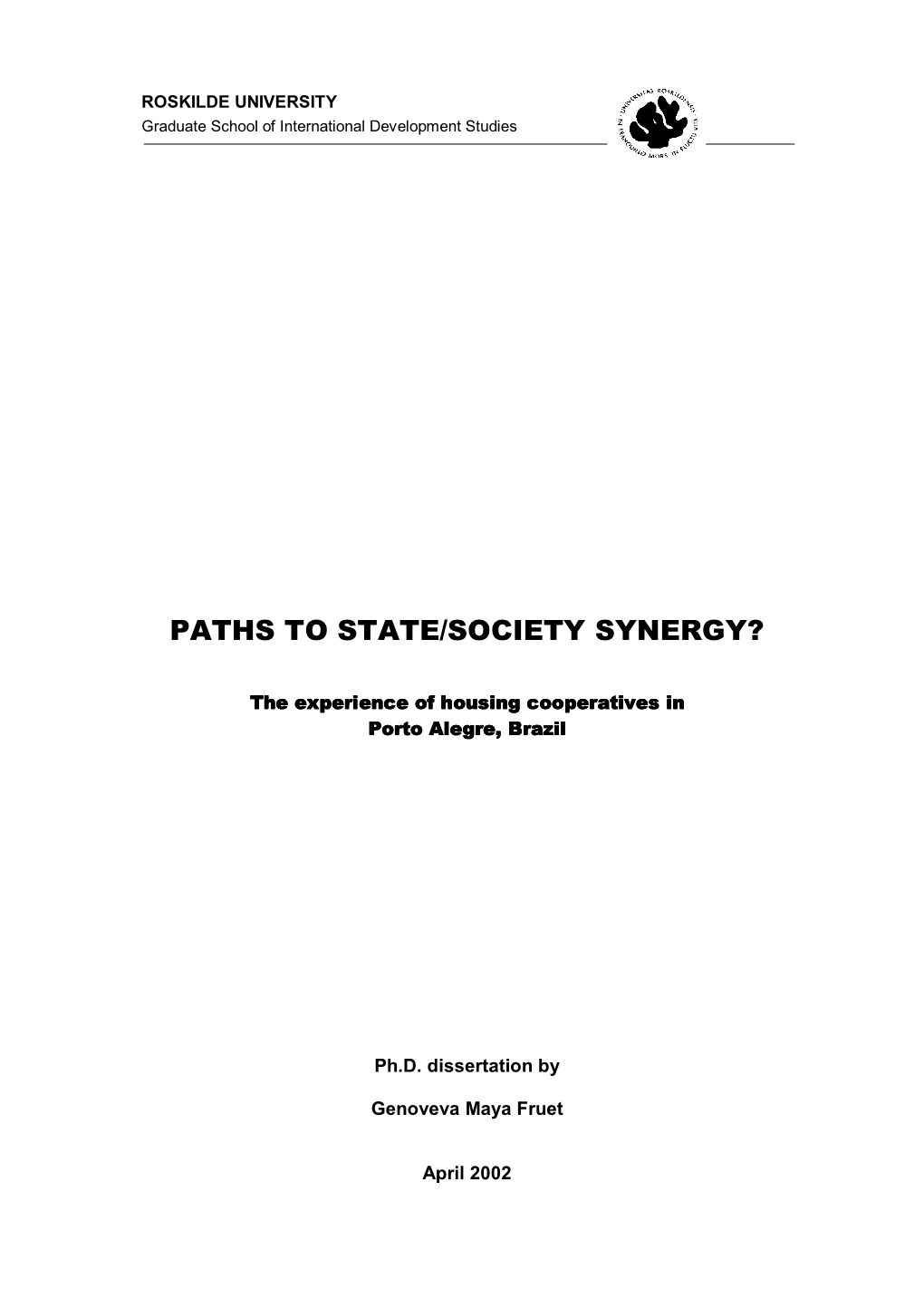 Paths to State/Society Synergy?