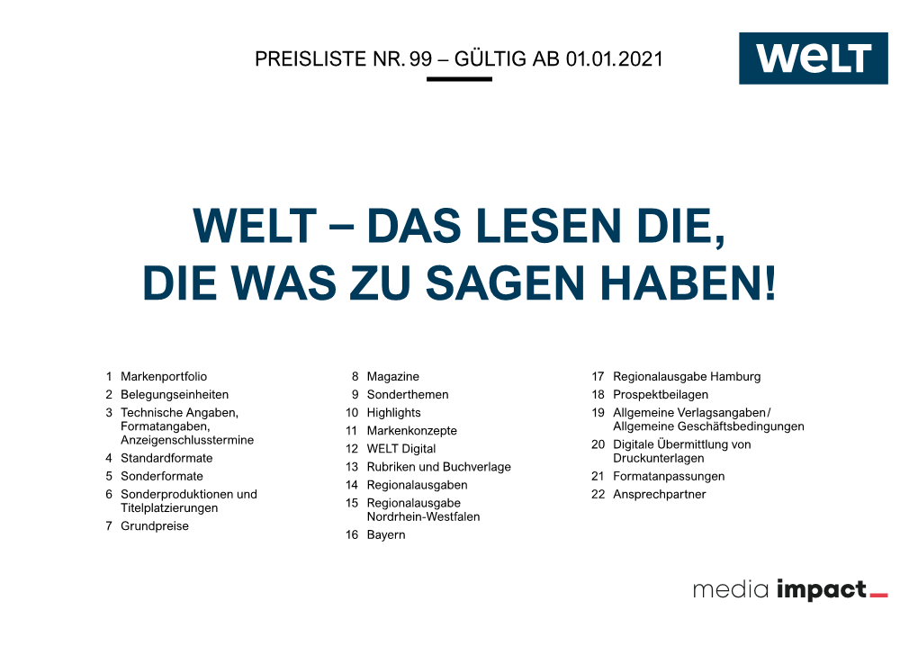 Welt – Das Lesen Die, Die Was Zu Sagen Haben!