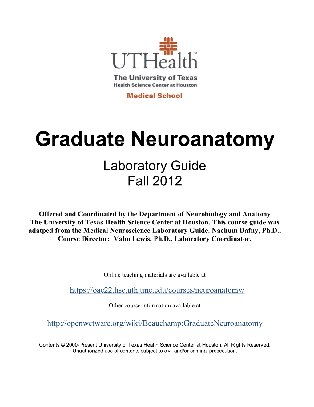 Graduate Neuroanatomy