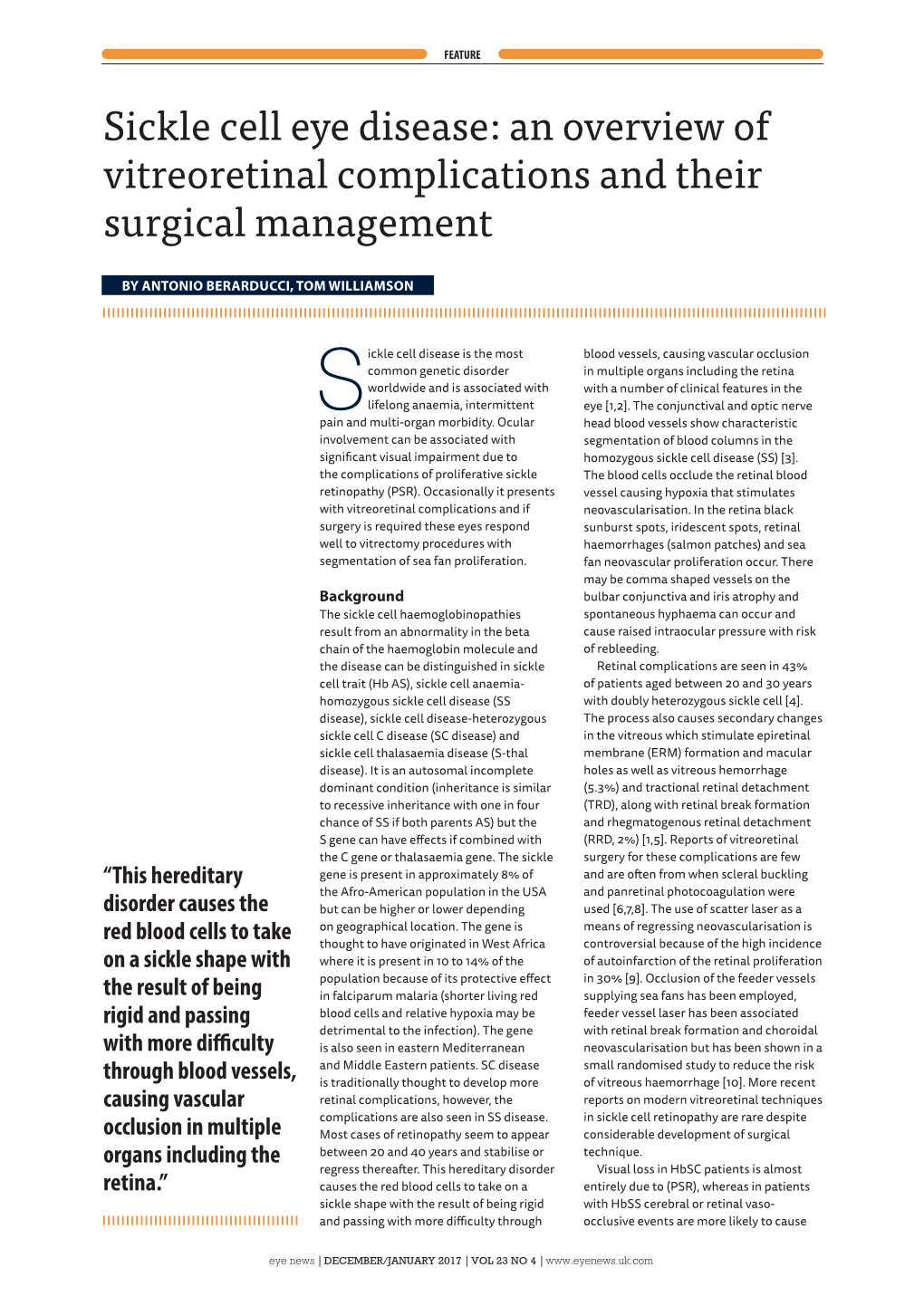 Sickle Cell Eye Disease: an Overview of Vitreoretinal Complications and Their Surgical Management