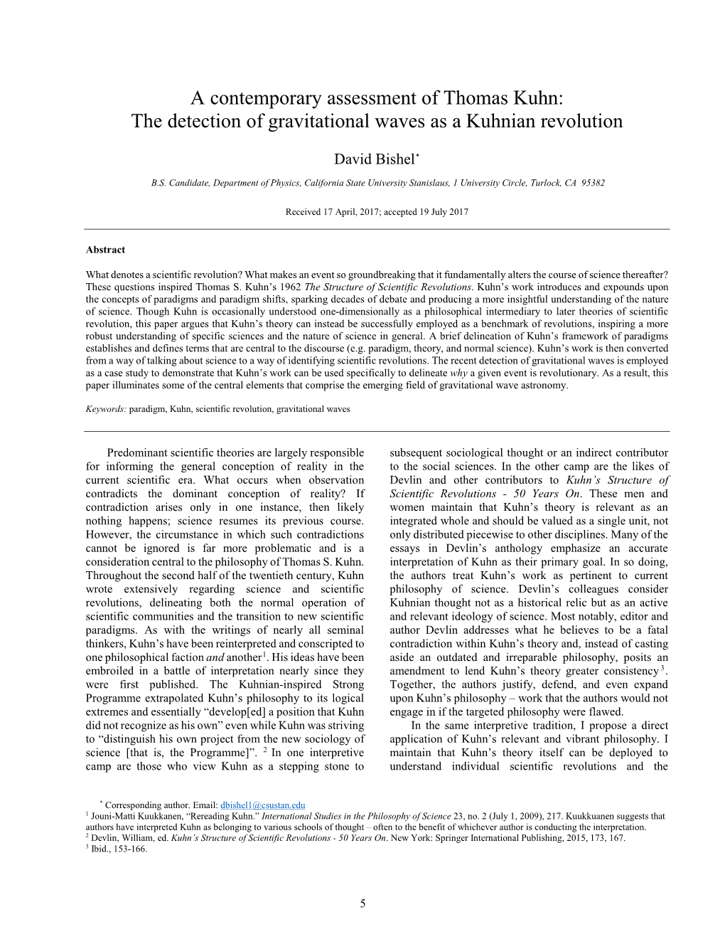 A Contemporary Assessment of Thomas Kuhn: the Detection of Gravitational Waves As a Kuhnian Revolution