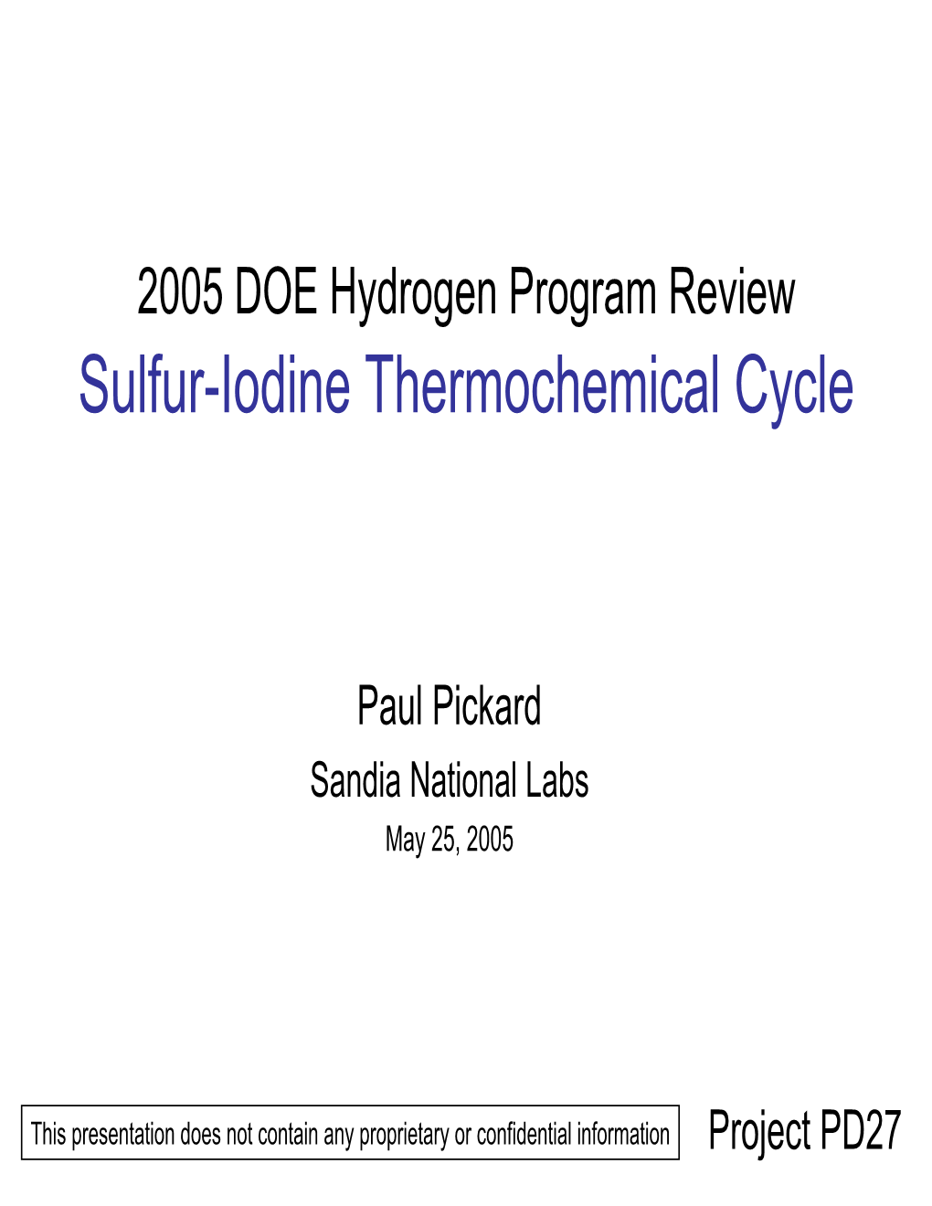 Sulfur-Iodine Thermochemical Cycle