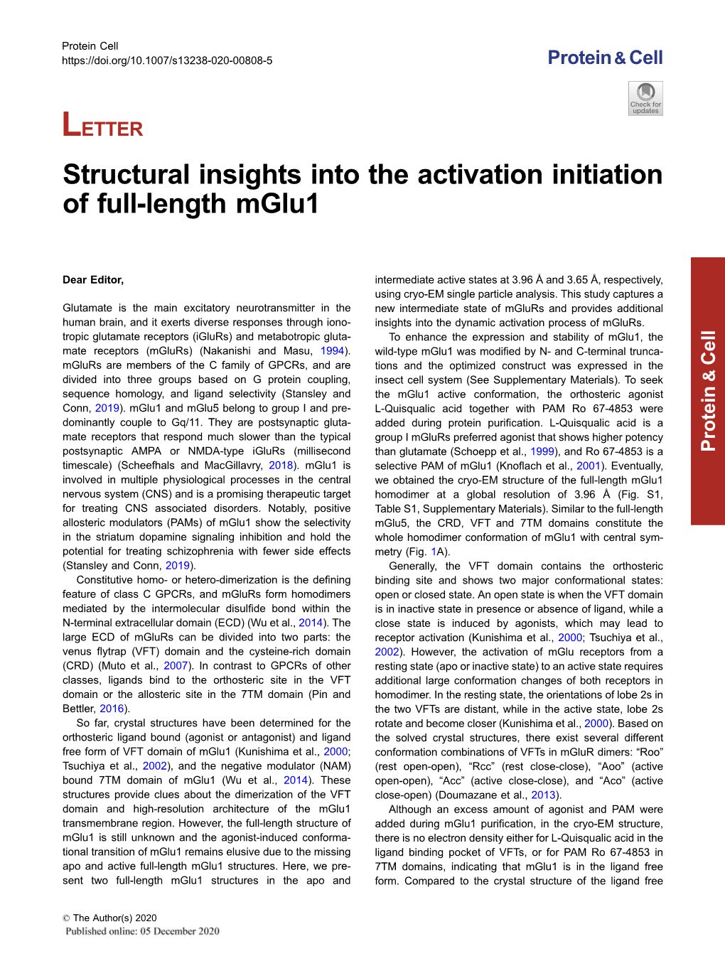 Structural Insights Into the Activation Initiation of Full-Length Mglu1