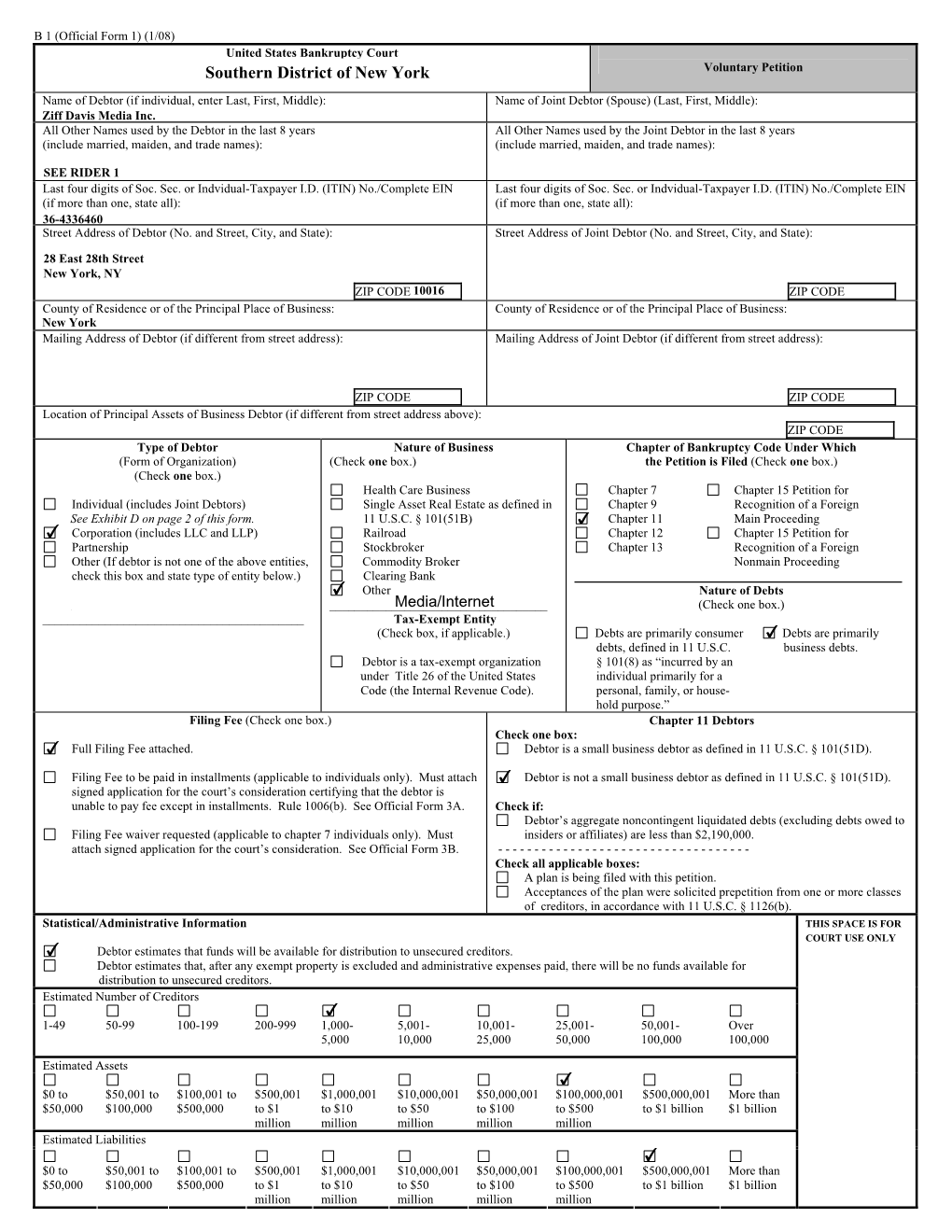 Voluntary Petition