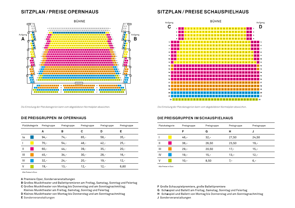C D a B Sitzplan / Preise Opernhaus Sitzplan / Preise