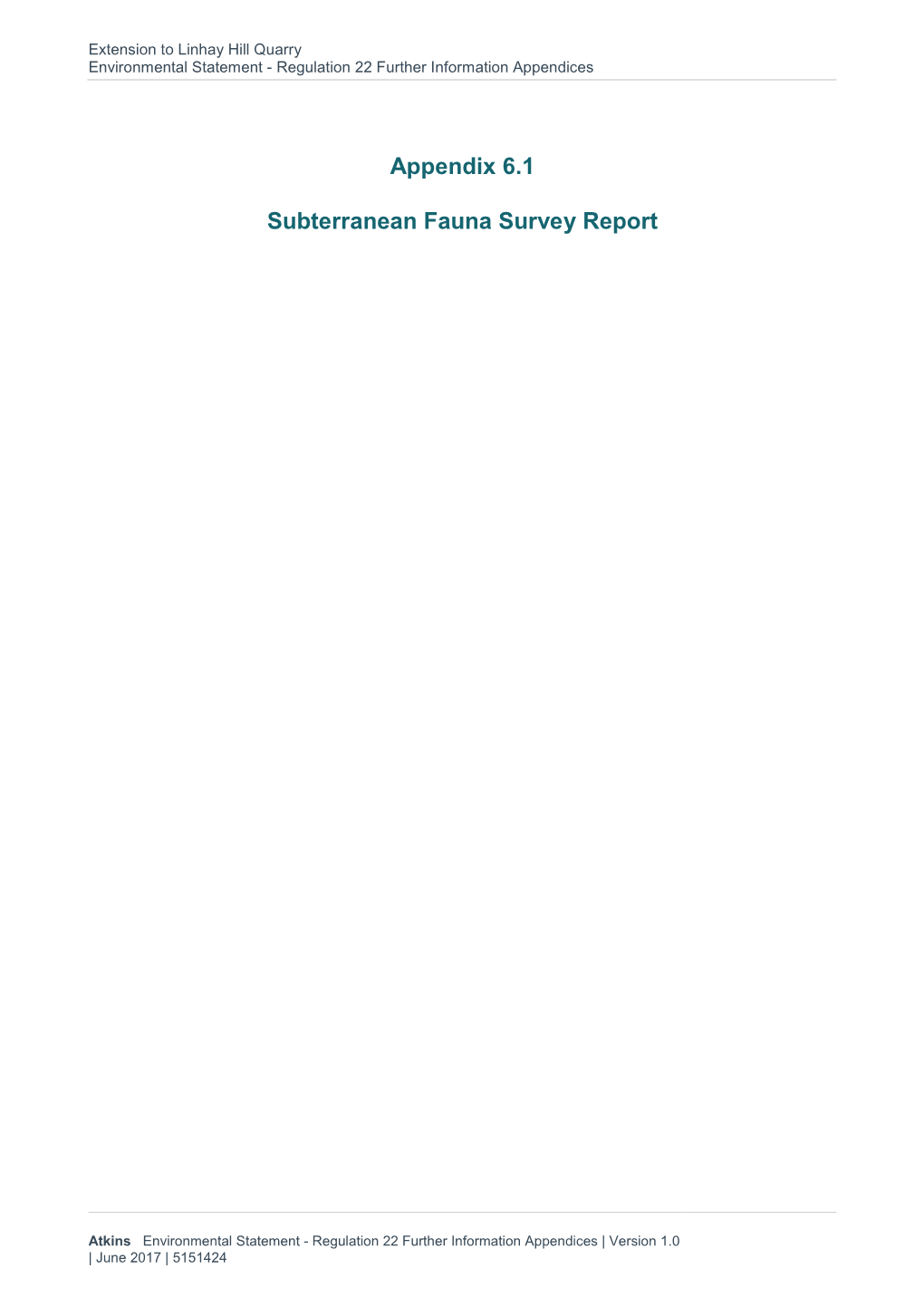 Appendix 6.1 Subterranean Fauna Survey Report