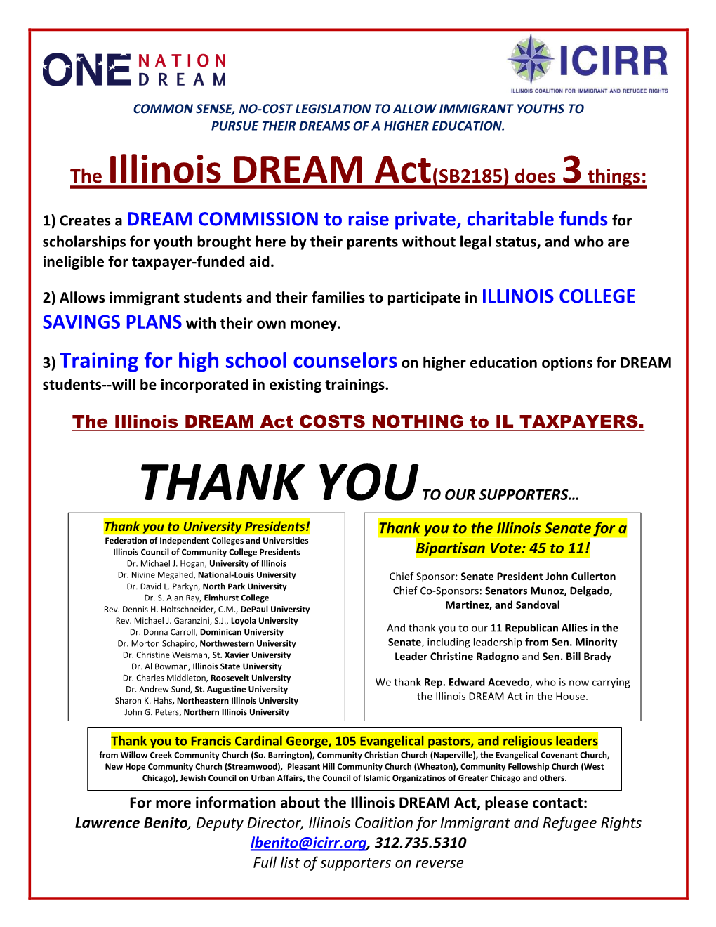 Illinois DREAM Act / ICIRR State Agenda Meeting