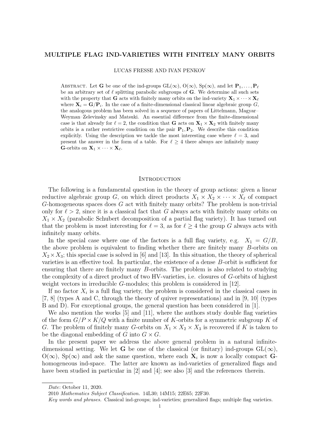 Multiple Flag Ind-Varieties with Finitely Many Orbits