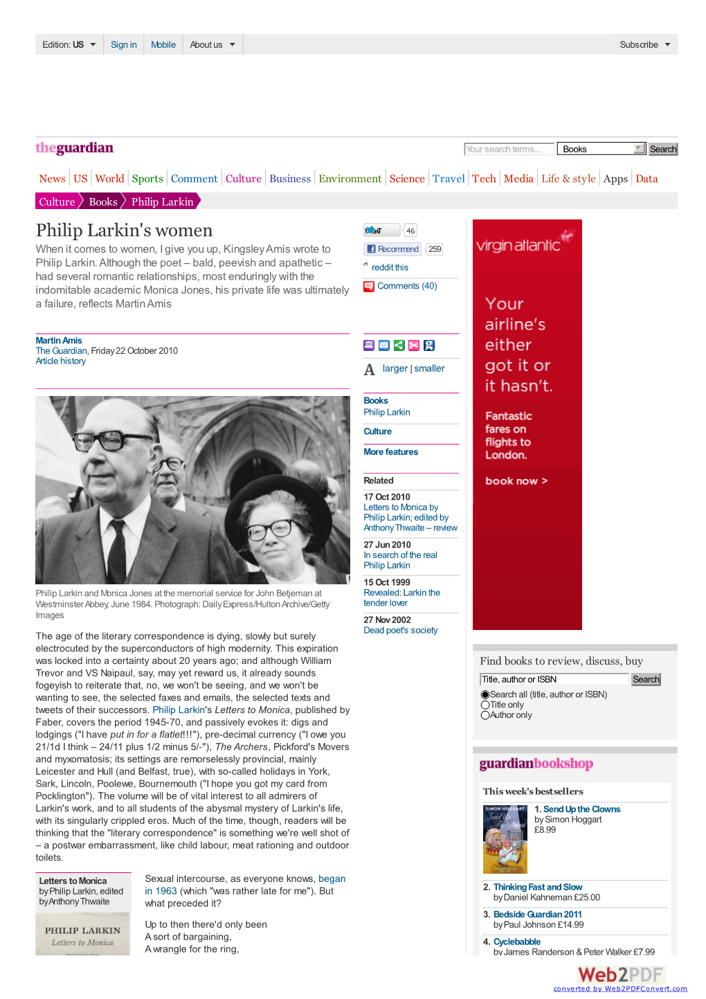 Martin Amis on Philip Larkin&#39;S Women | Books | the Guardian