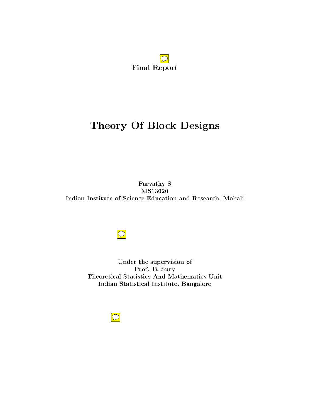 Theory of Block Designs