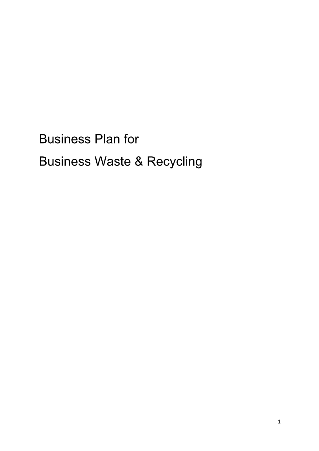 Business Plan for Business Waste & Recycling