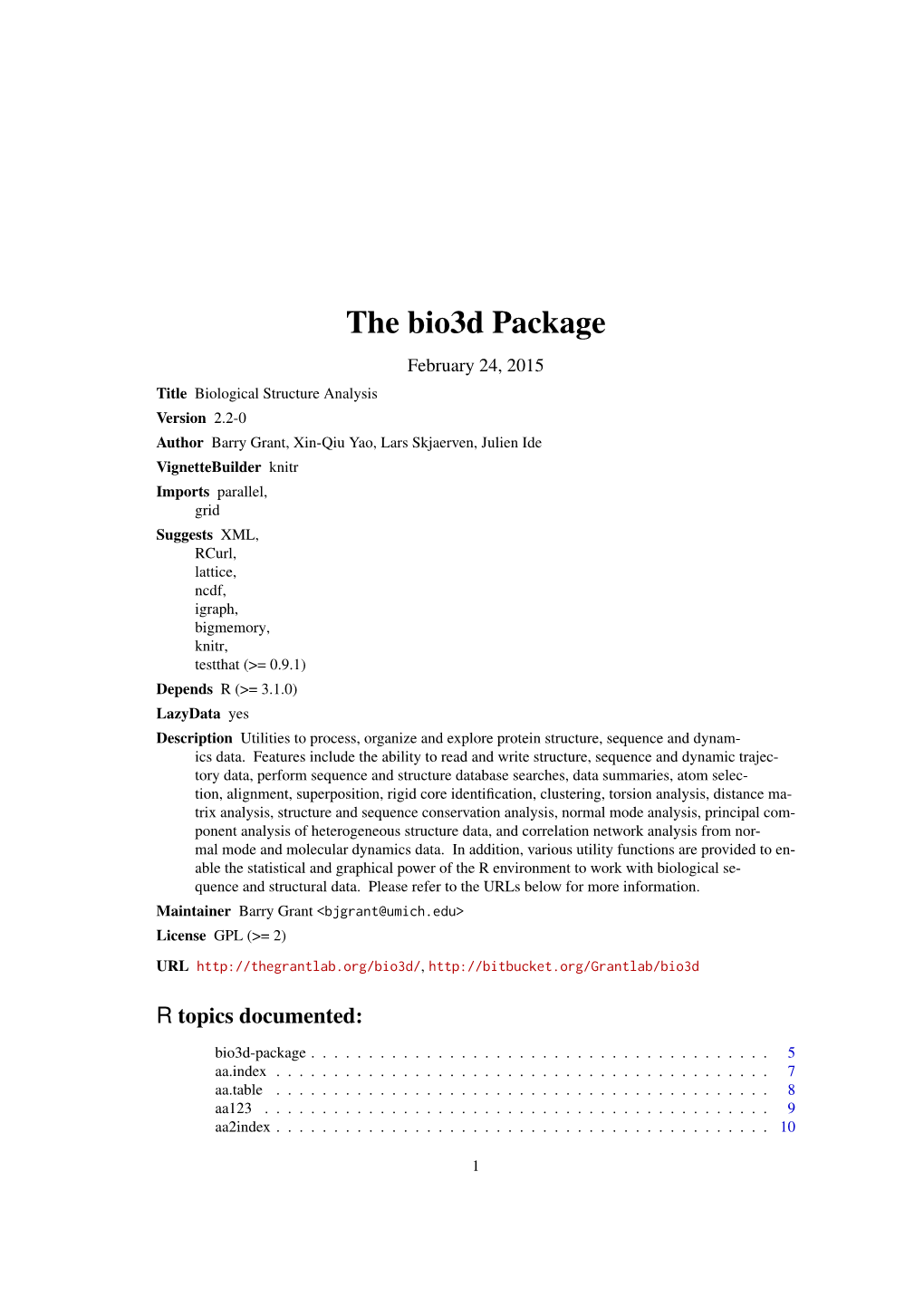 The Bio3d Package
