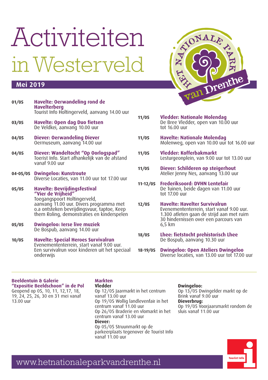 Activiteiten in Westerveld Mei 2019