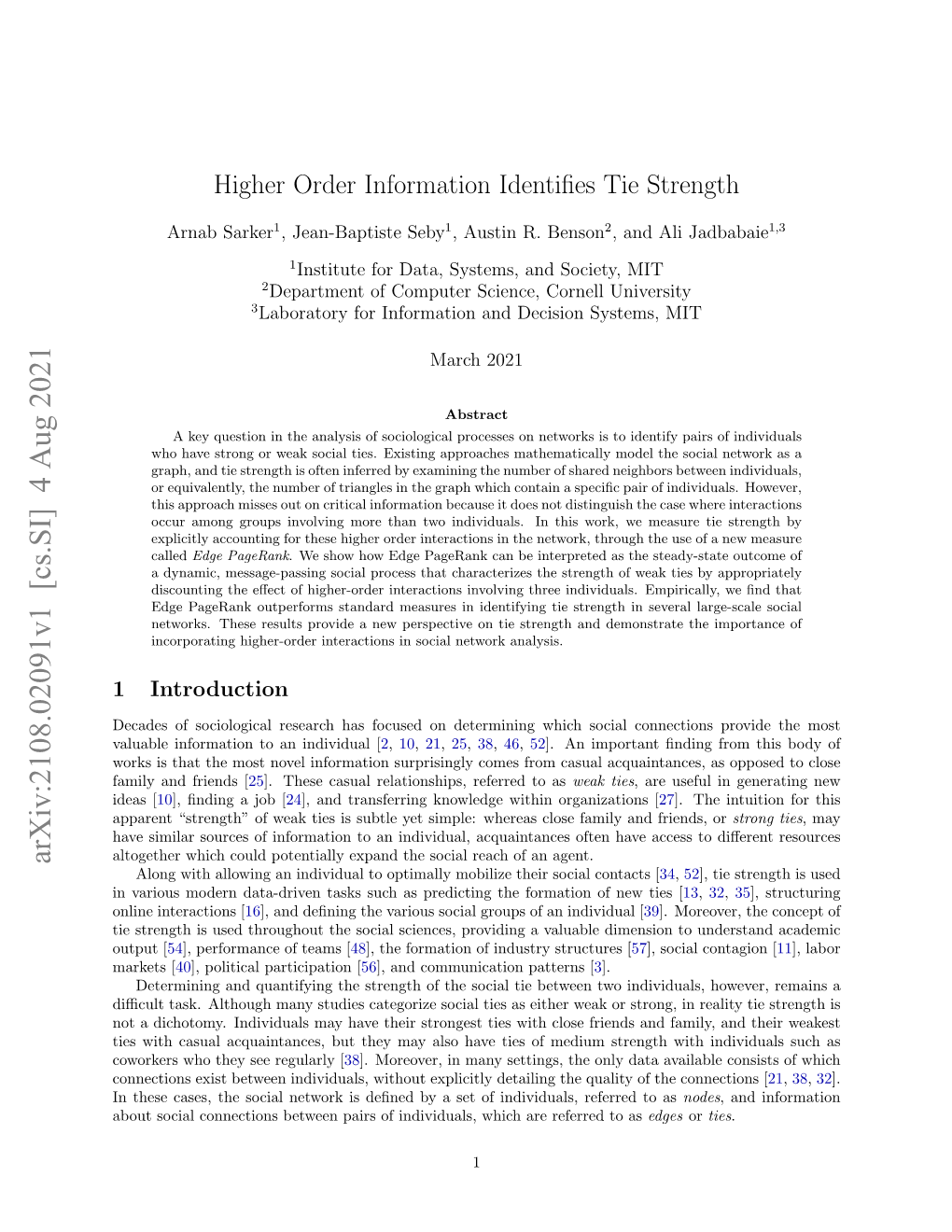 Higher Order Information Identifies Tie Strength