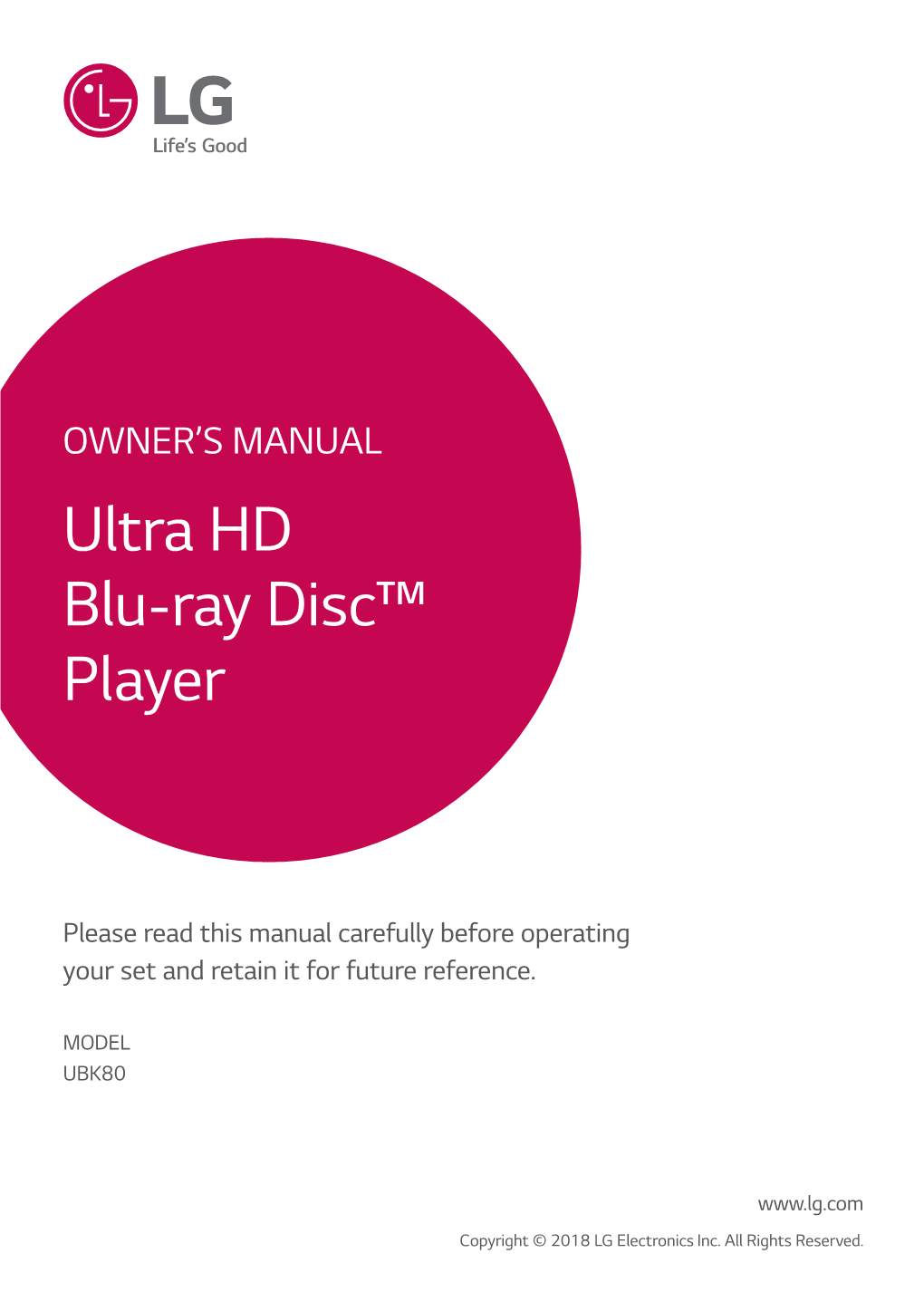 Ultra HD Blu-Ray Disc™ Player