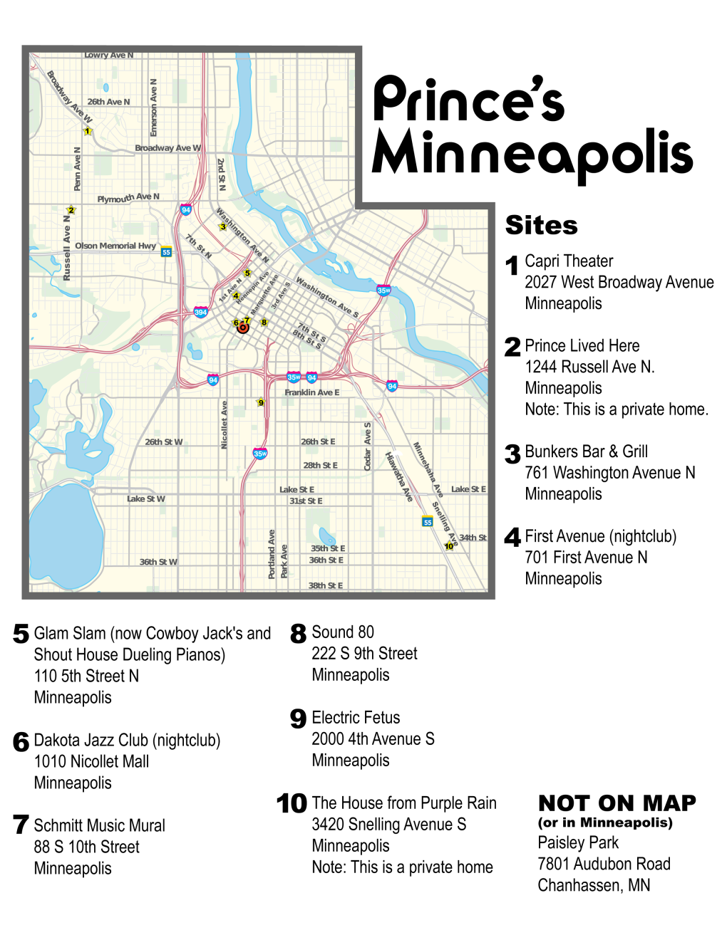 Prince's Minneapolis Sites