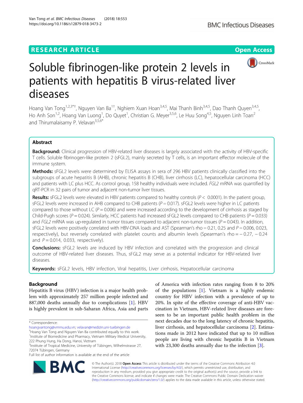 Soluble Fibrinogen-Like Protein 2 Levels in Patients with Hepatitis B Virus