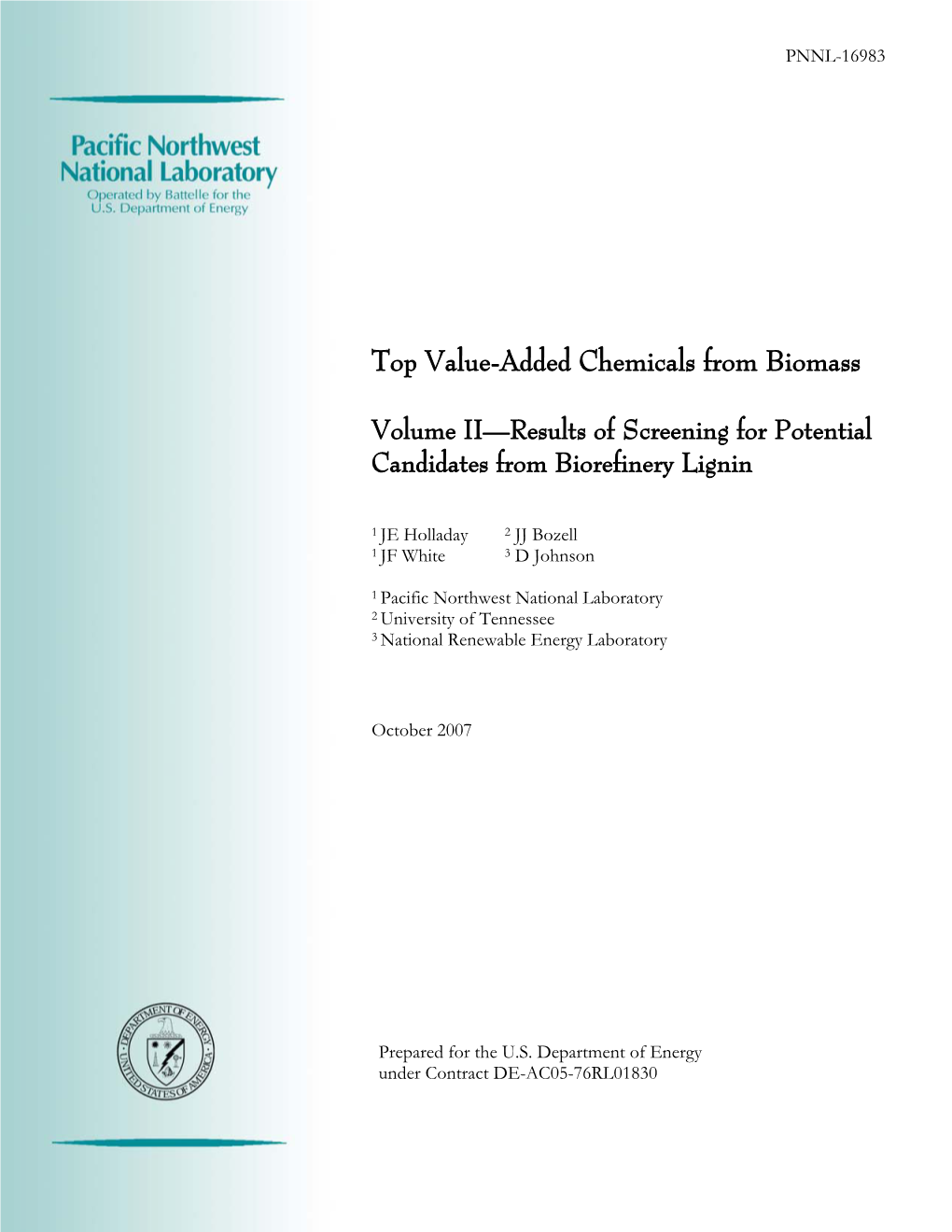 Top Value-Added Chemicals from Biomass