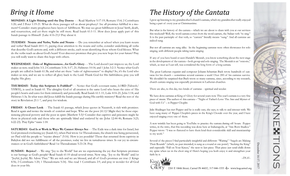 Bring It Home the History of the Cantata