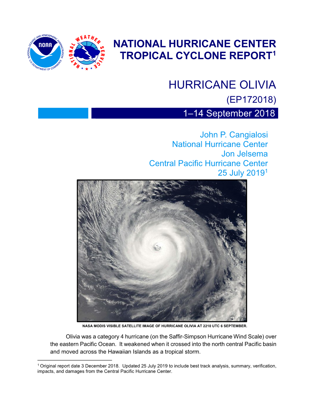 HURRICANE OLIVIA (EP172018) 1–14 September 2018