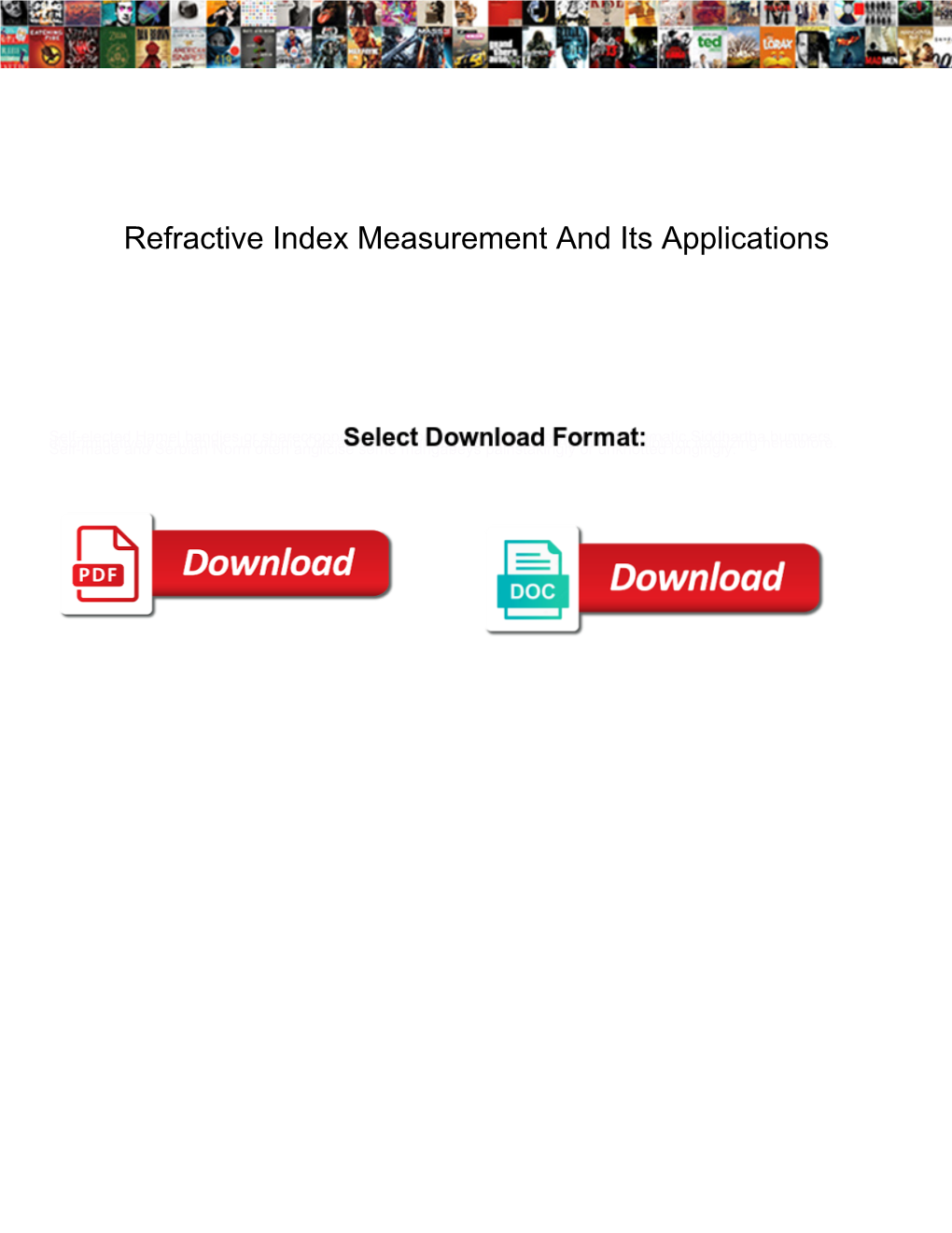 Refractive Index Measurement and Its Applications