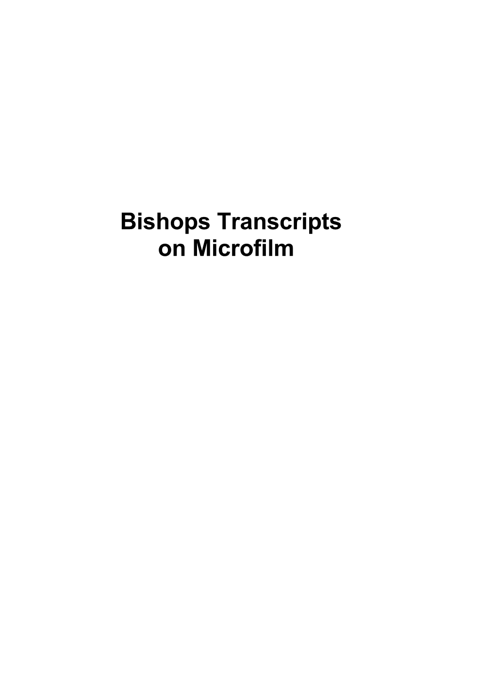 Bishops Transcripts Handlist