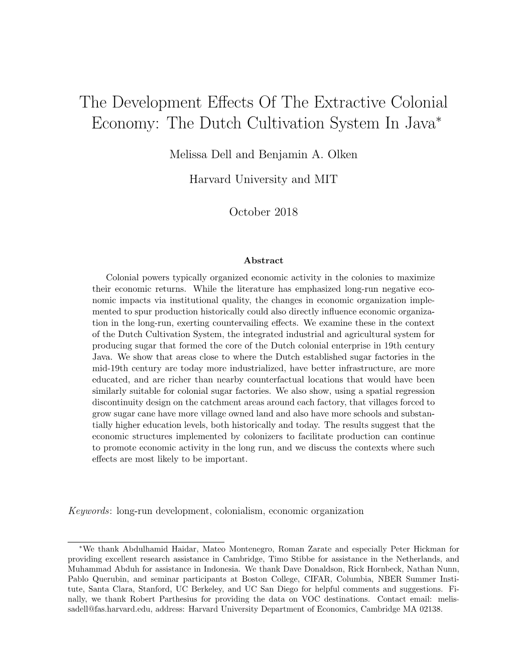 The Dutch Cultivation System in Java∗