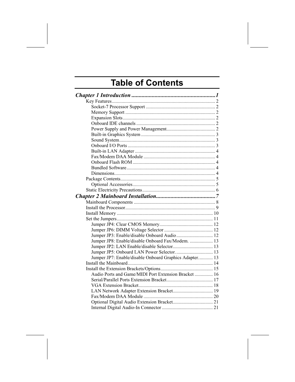 Table of Contents Chapter 1 Introduction