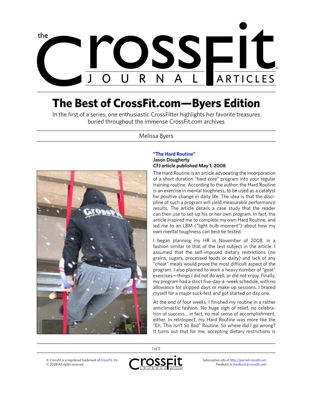 J O U R N a L the Best of Crossfit.Com—Byers Edition