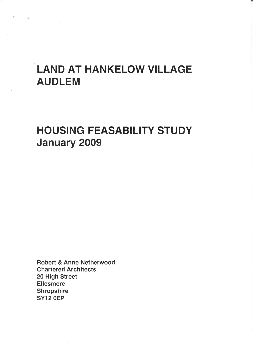 Land at Hankelow Village Audlem Housing Feasability