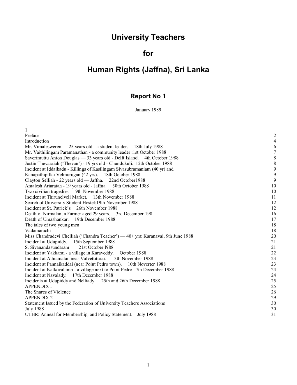 University Teachers for Human Rights (Jaffna), Sri Lanka