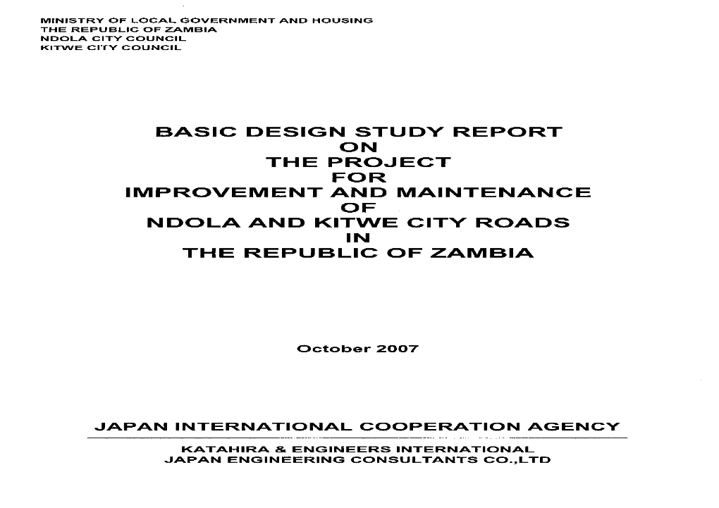 B a Sic Design Study on the Project for Improvement a Nd M a Inten a N C E