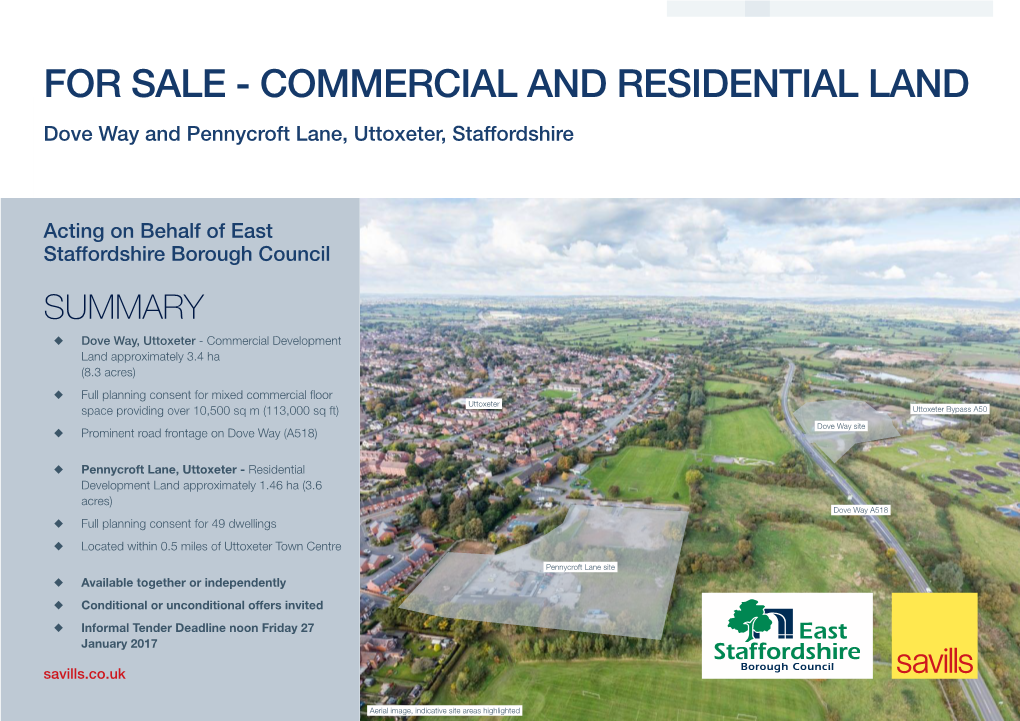 Commercial and Residential Land Dove Way and Pennycroft Lane, Uttoxeter, Staffordshire