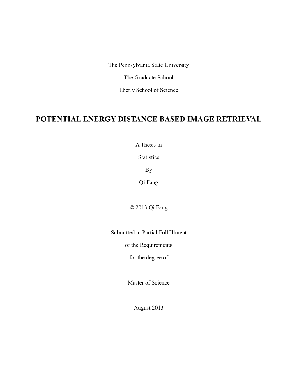 Potential Energy Distance Based Image Retrieval