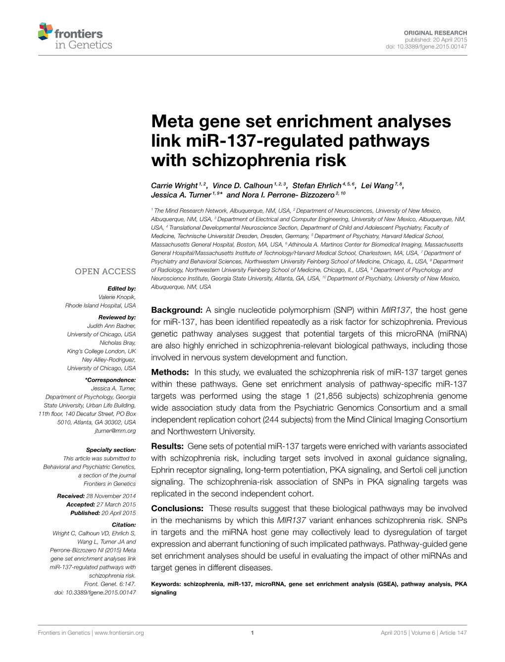 Meta Gene Set Enrichment Analyses Link Mir-137-Regulated Pathways with Schizophrenia Risk