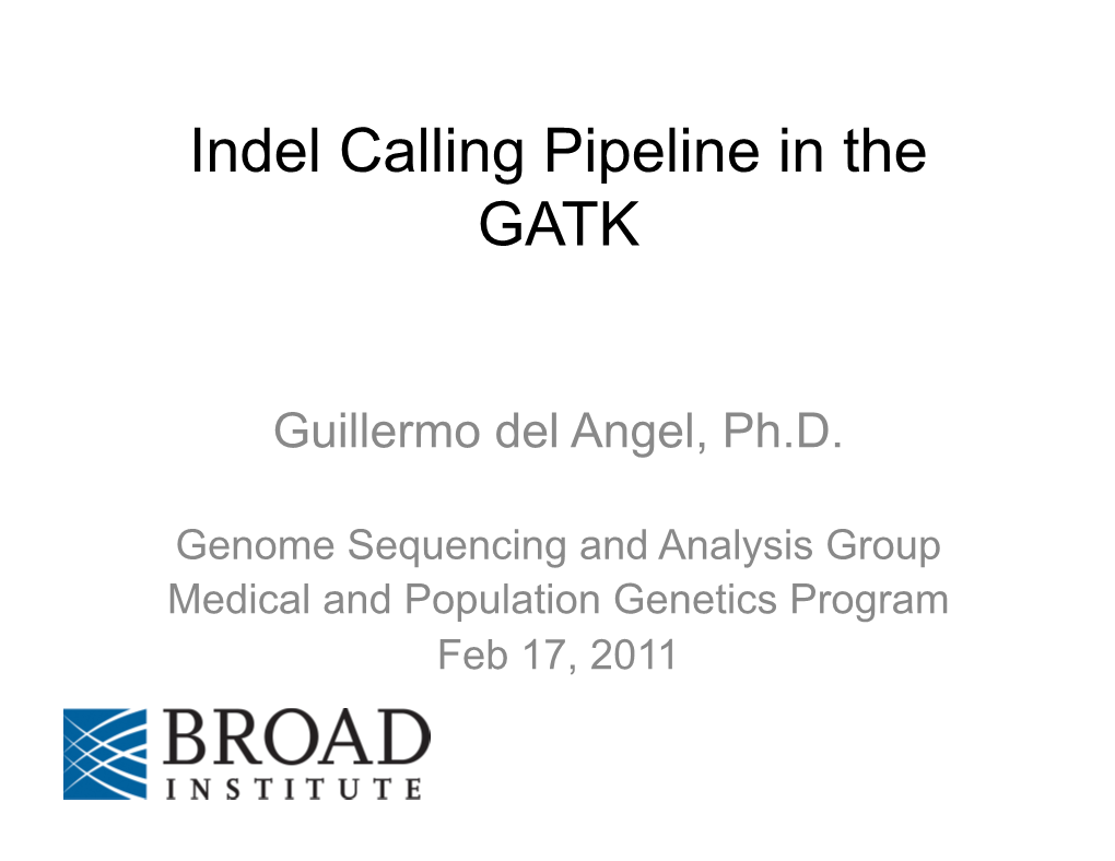 Indel Calling Pipeline in the GATK