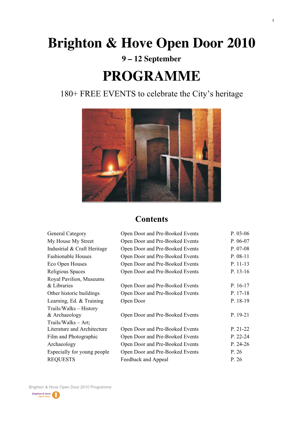 Brighton & Hove Open Door 2010 PROGRAMME