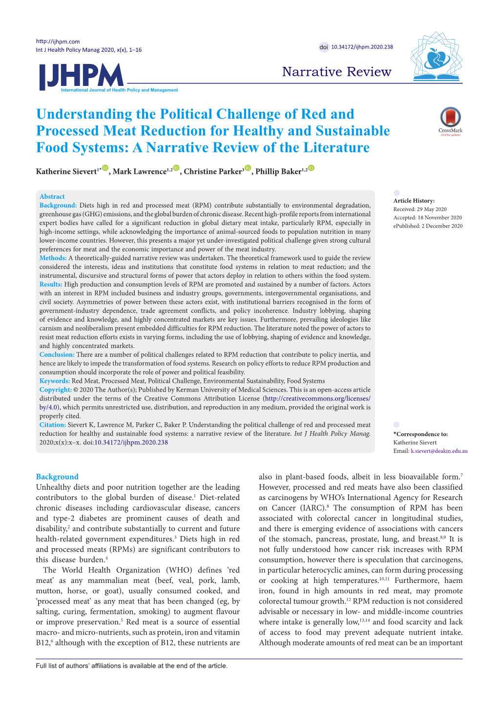 Understanding the Political Challenge of Red and Processed Meat Reduction for Healthy and Sustainable Food Systems: a Narrative Review of the Literature