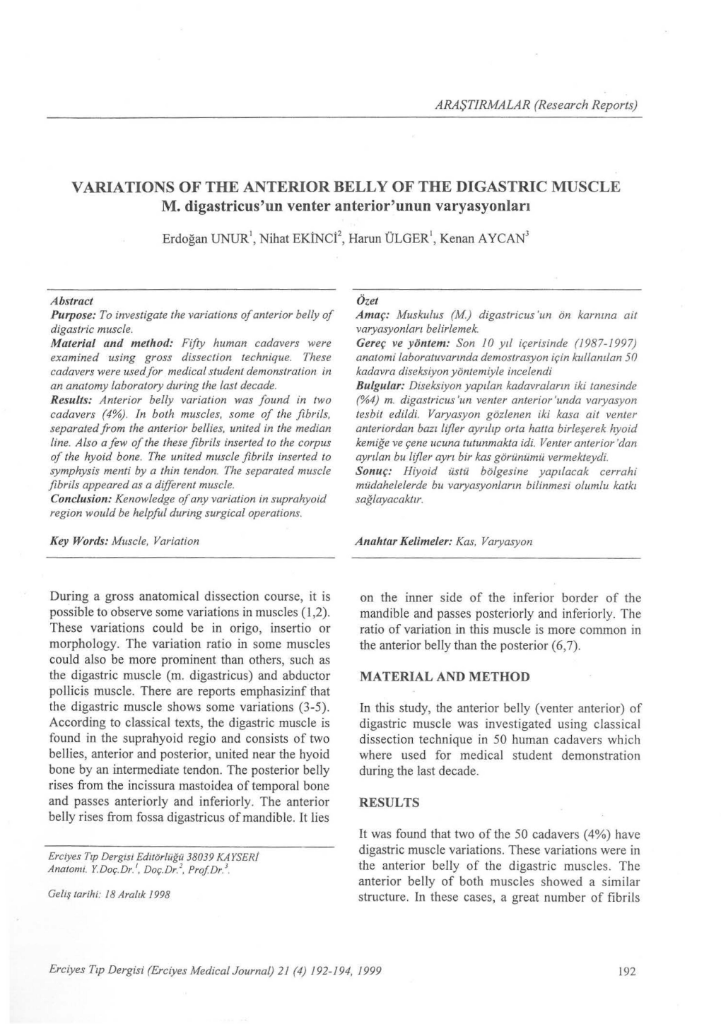 Variations of the Anterior Belly of the Digastric Muscle M