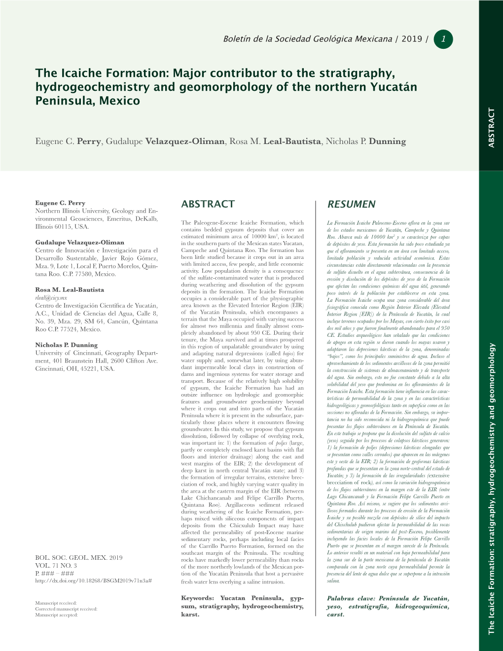 The Icaiche Formation, Per During Weathering of Quintana Roo)