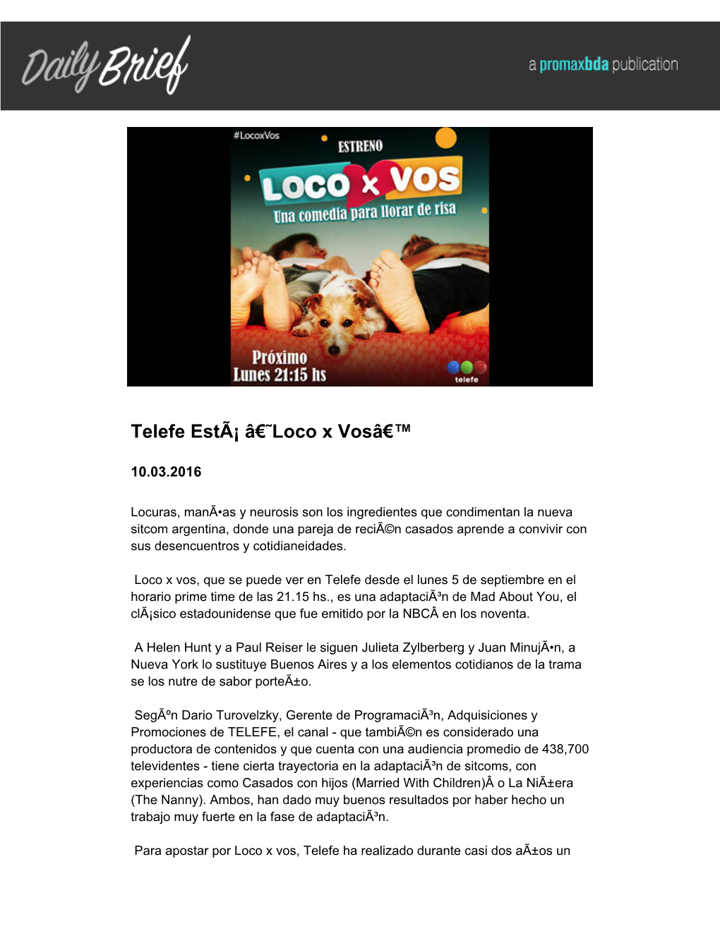 Telefe Estã¡ Â€˜Loco X Vosâ€™