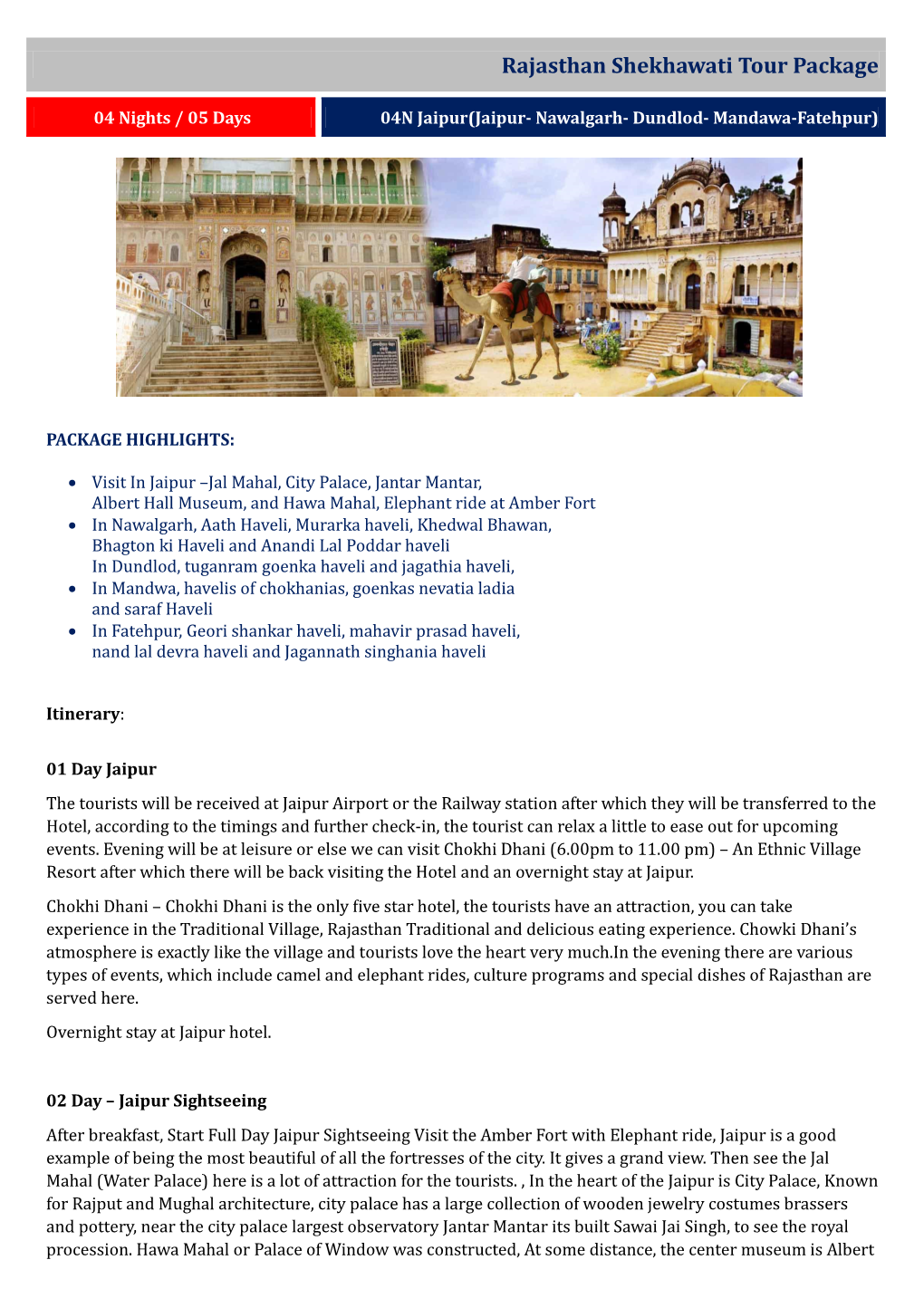 Rajasthan Shekhawati Tour Package