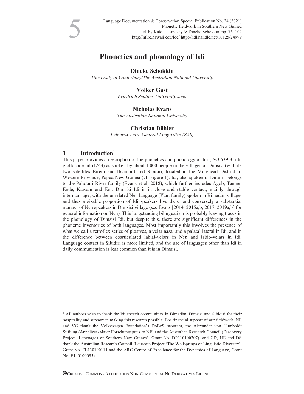 Phonetics and Phonology of Idi