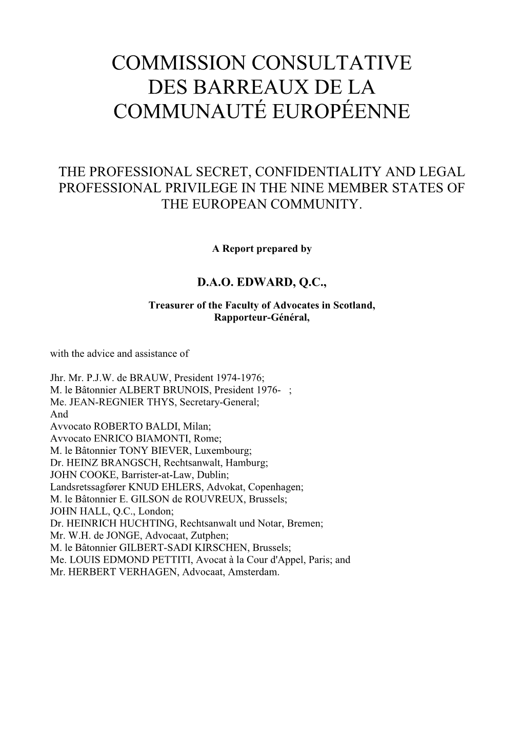 Commission Consultative Des Barreaux De La Communauté Européenne