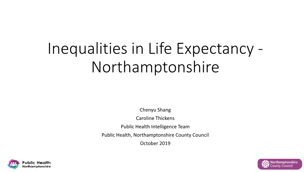 Health Inequality in Northamptonshire