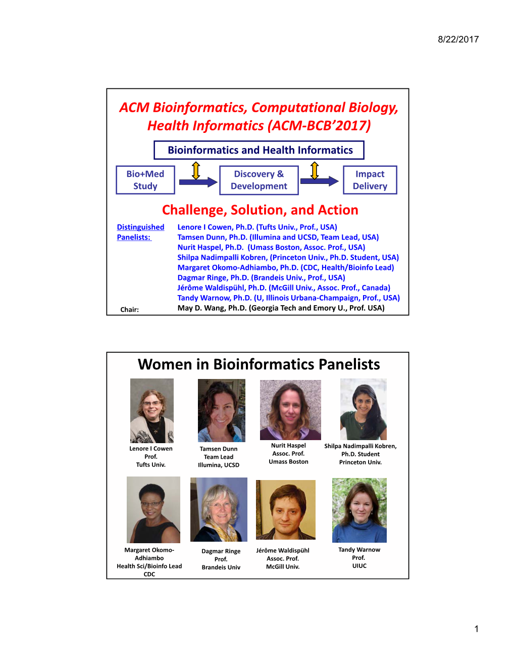 Women in Bioinformatics Panelists