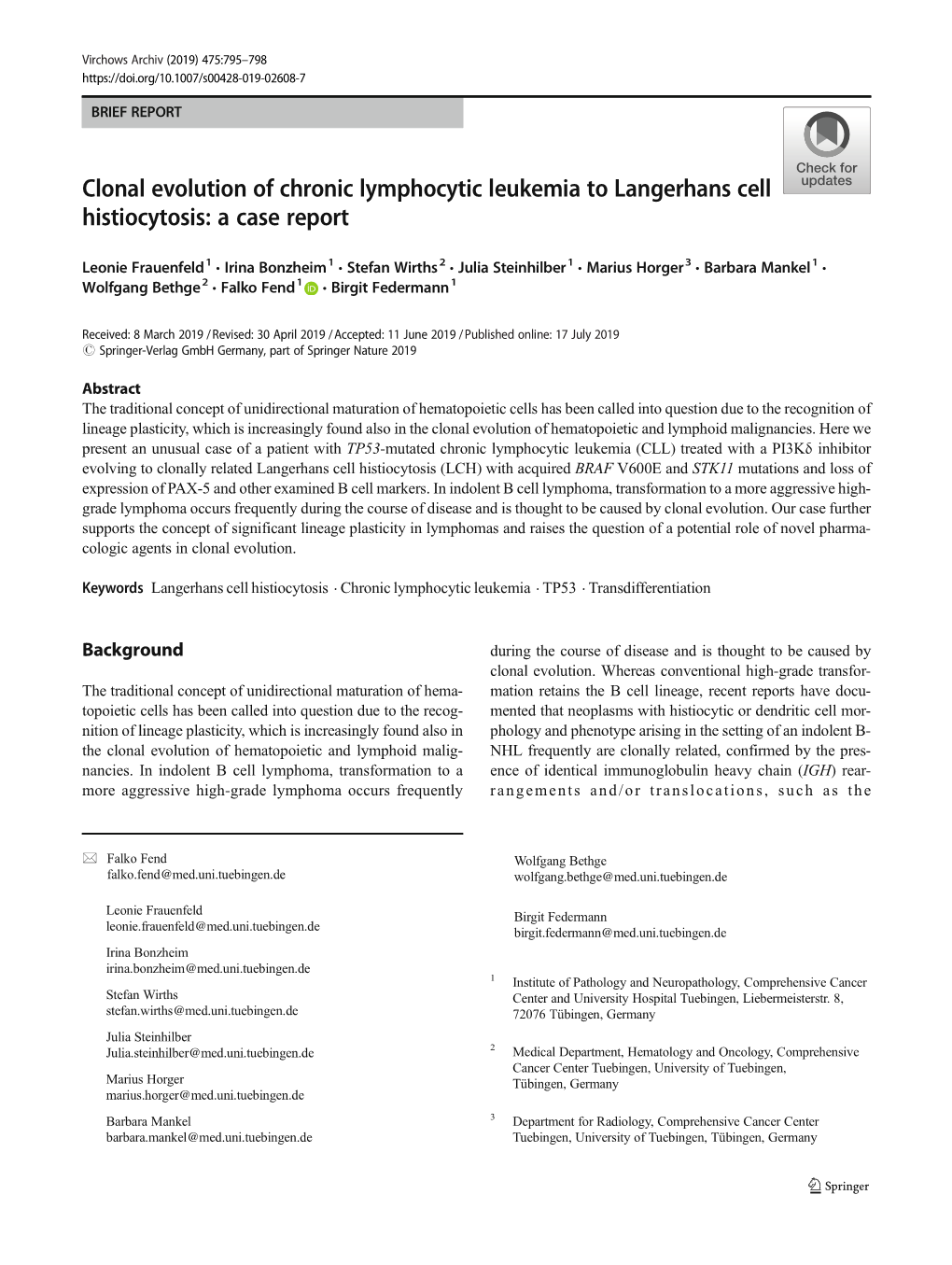 Clonal Evolution of Chronic Lymphocytic Leukemia to Langerhans Cell Histiocytosis: a Case Report