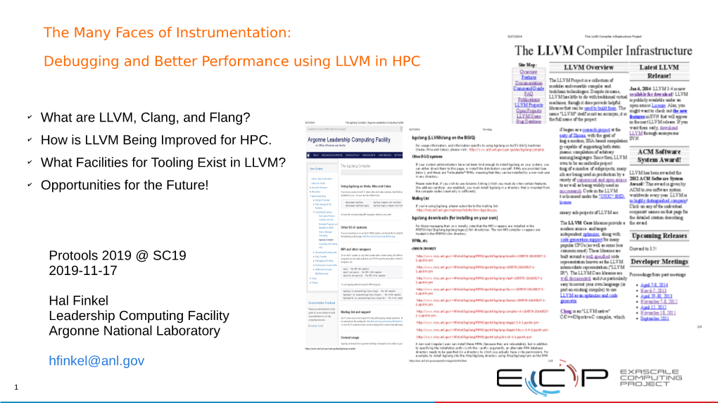 Debugging and Better Performance Using LLVM in HPC What Are LLVM
